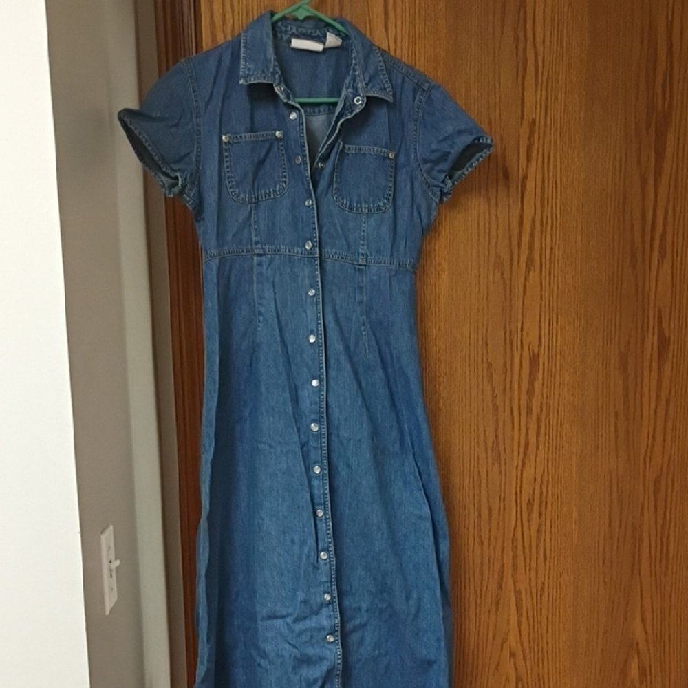 Liz Claiborne Blue Polo Collar Midi Dress